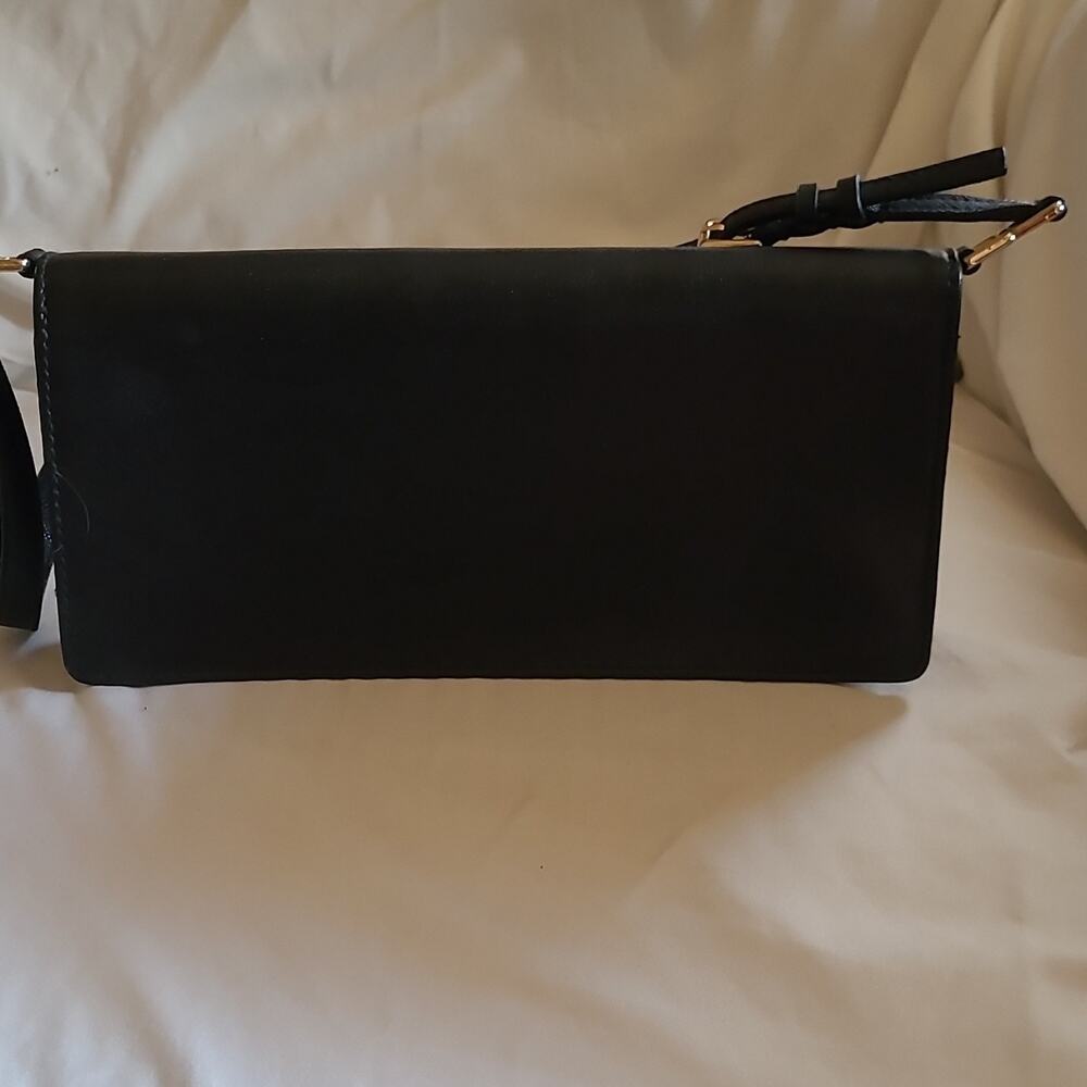 Liz Claiborne Womens Small Black Shoulder Bag Magnetic Closure Houndstooth